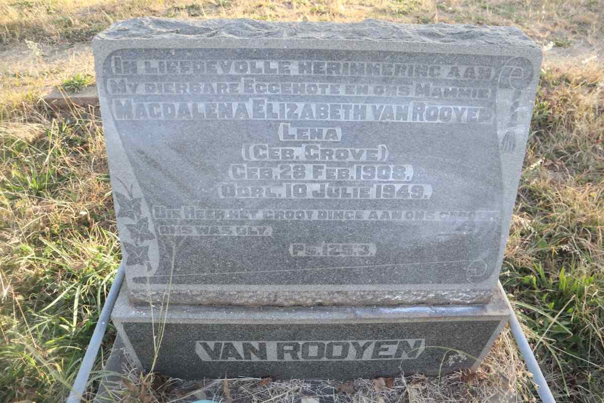 ROOYEN Magdalena Elizabeth, van nee GROVE 1908-1949