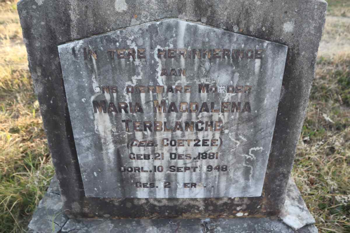 TERBLANCHE Maria Magdalena nee COETZEE 1881-1948