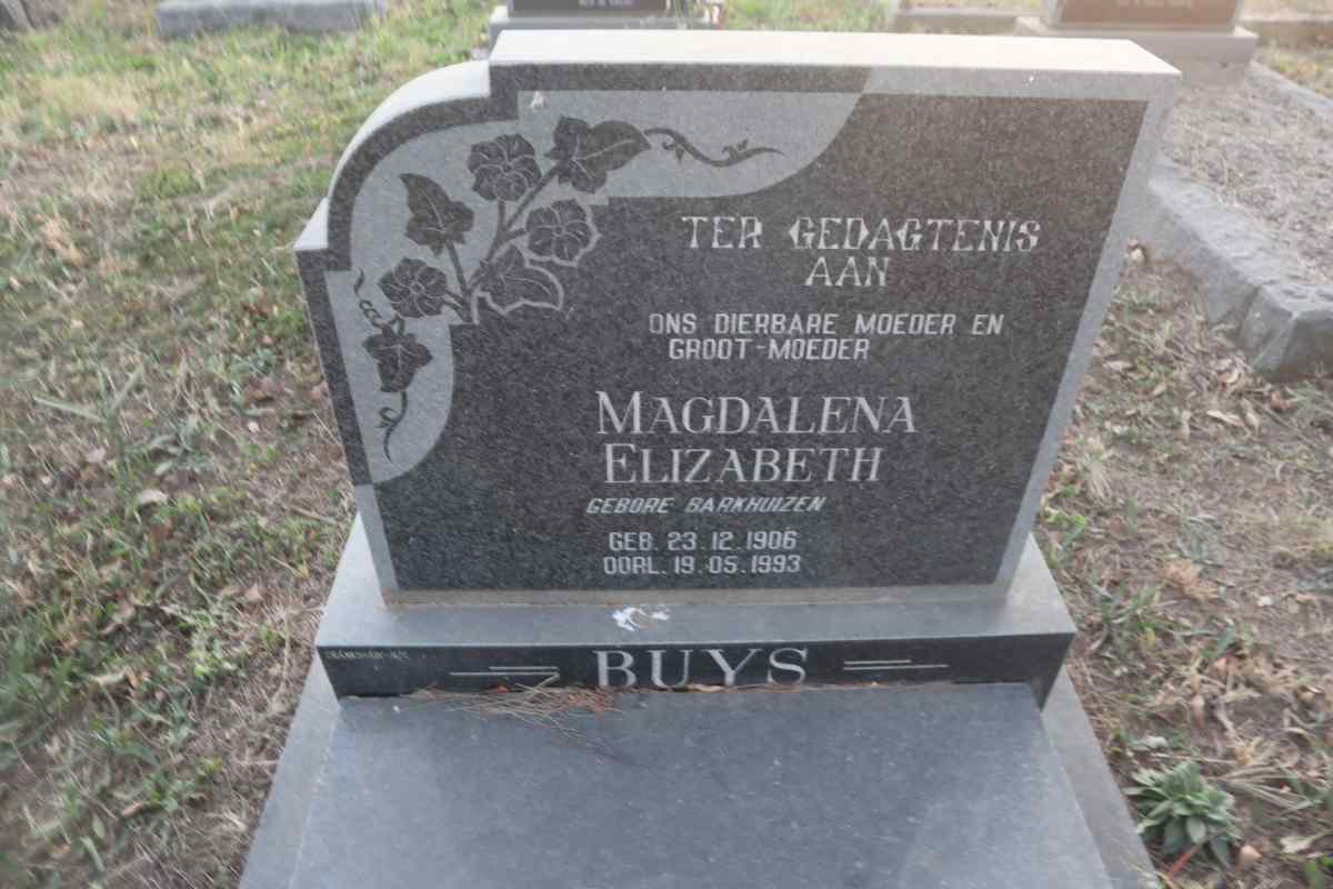 BUYS Magdalena Elizabeth nee BARKHUIZEN 1906-1993