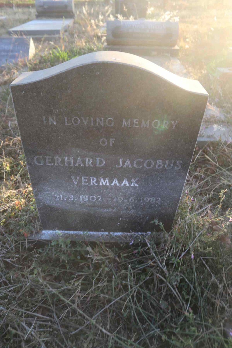 VERMAAK Gerhard Jacobus 1902-1982
