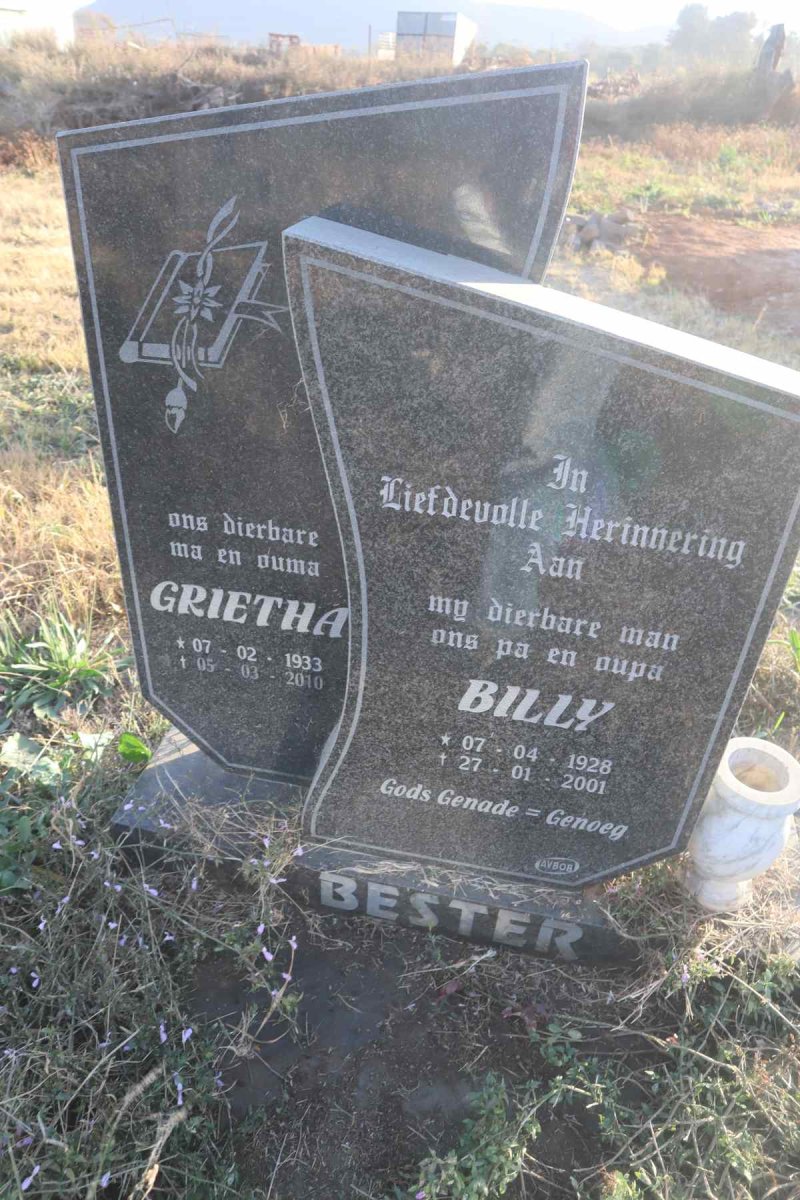 BESTER Billy 1928-2001 & Grietha 1933-2010
