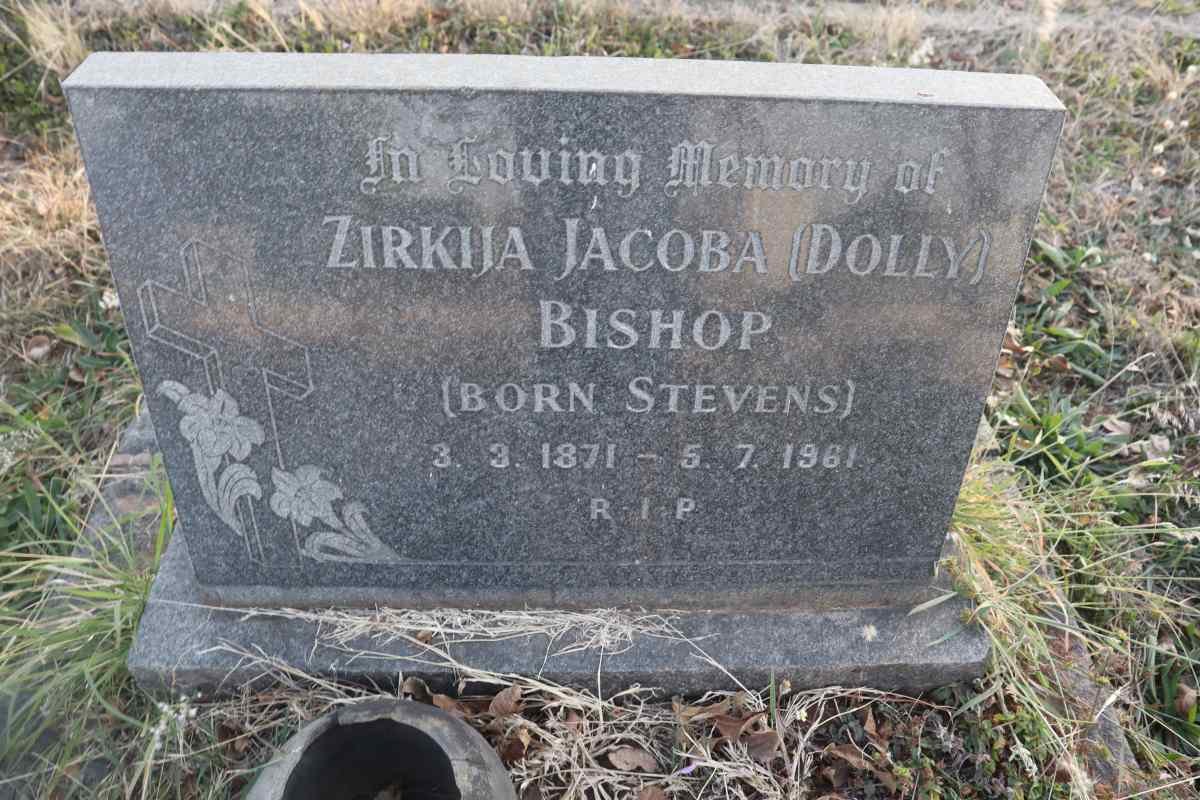 BISHOP Zirkija Jacoba nee STEVENS 1871-1961