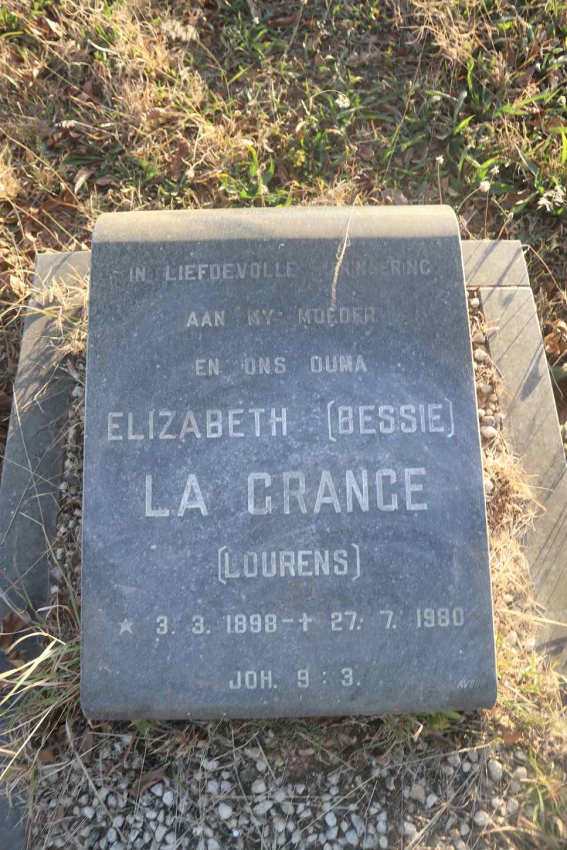 GRANGE Elizabeth, la nee LOURENS 1898-1980