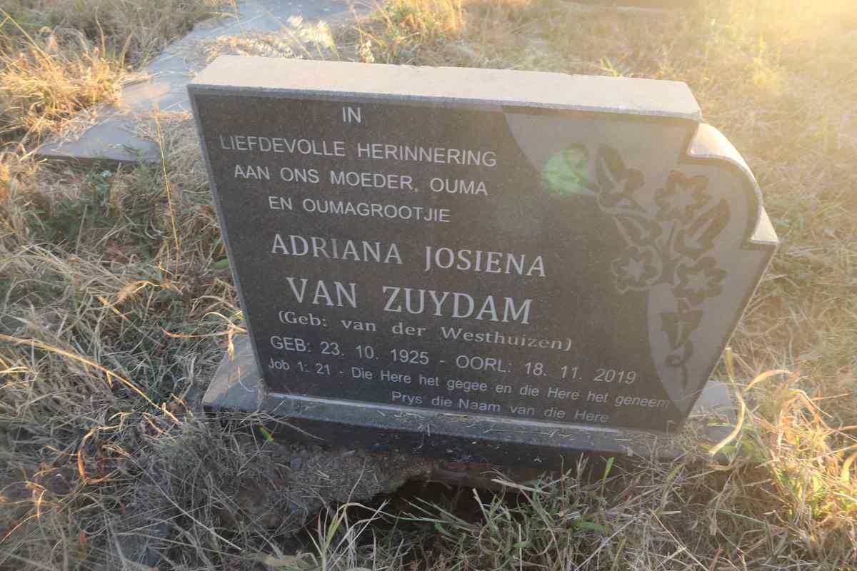 ZUYDAM Adriana Josiena, van nee VAN DER WESTHUIZEN 1925-2019