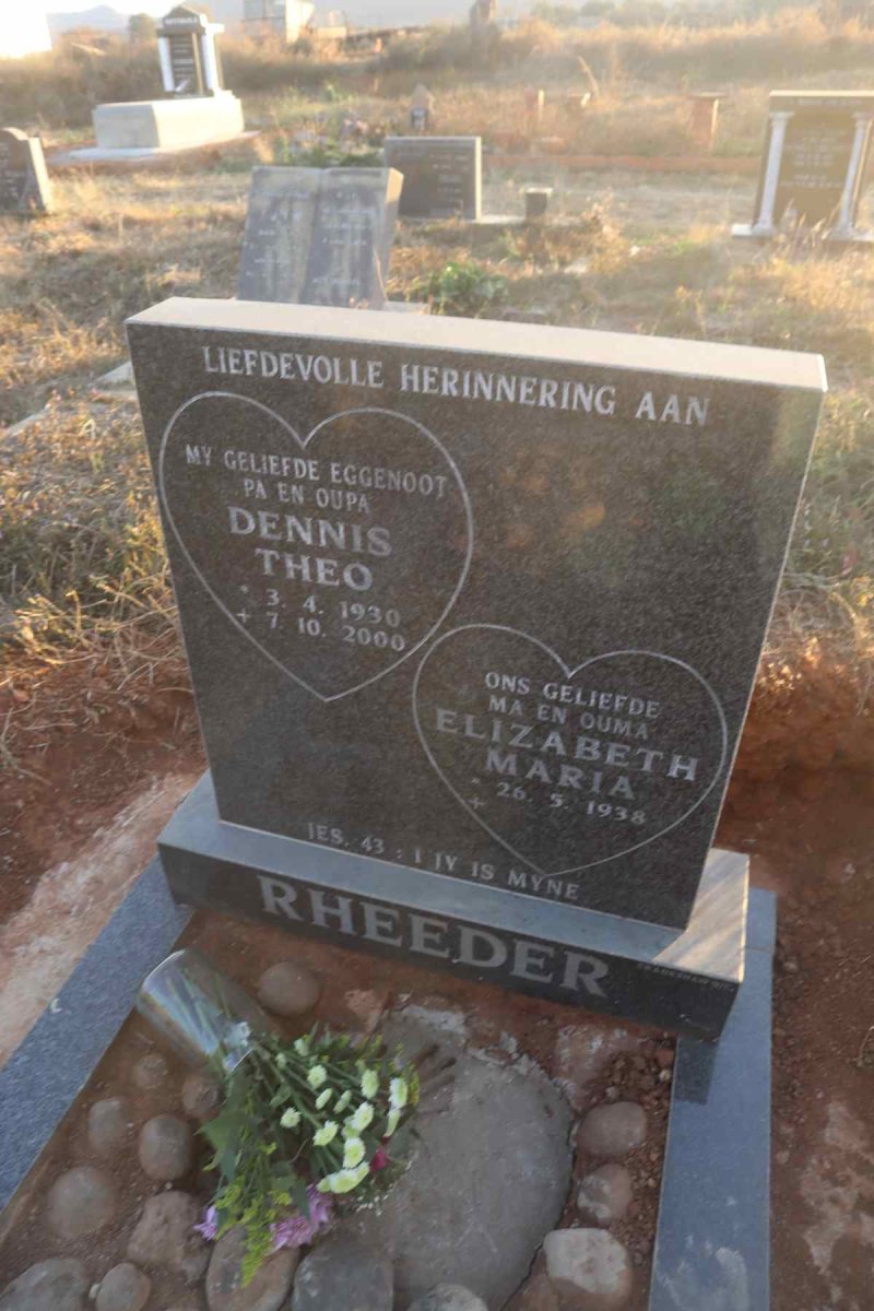 RHEEDER Dennis Theo 1930-2000 & Elizabeth Maria 1938-