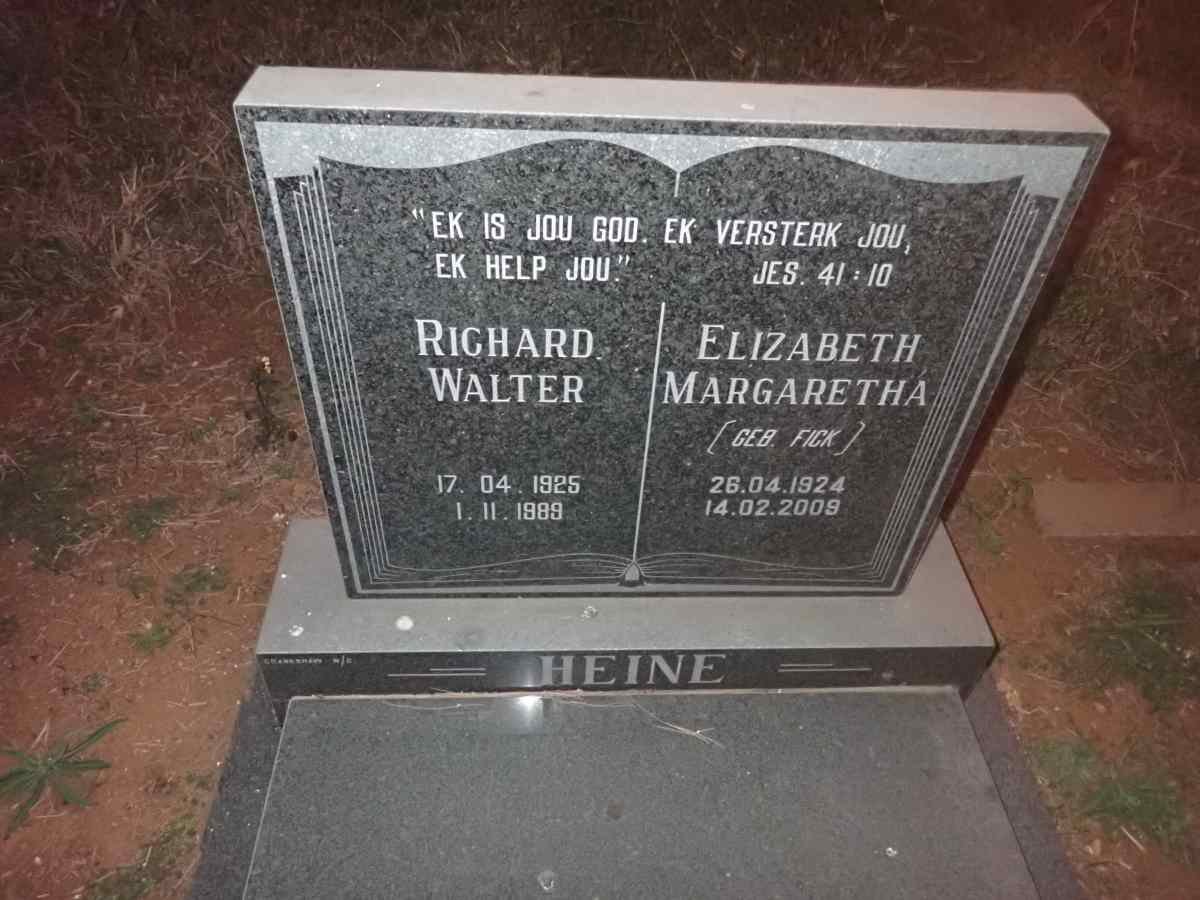 HEINE Richard Walter 1925-1989 & Elizabeth Margaretha FICK 1924-2009