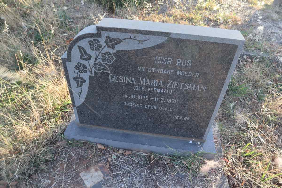 ZIETSMAN Gesina Maria nee VERMAAK 1876-1970