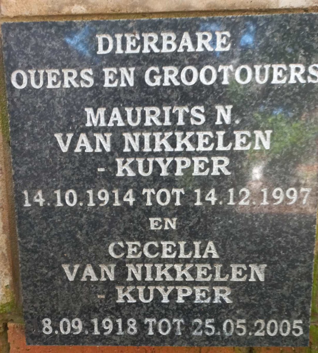 KUYPER Maurits N., NIKKELEN- van 1914-1997 &amp; Cecelia 1918-2005