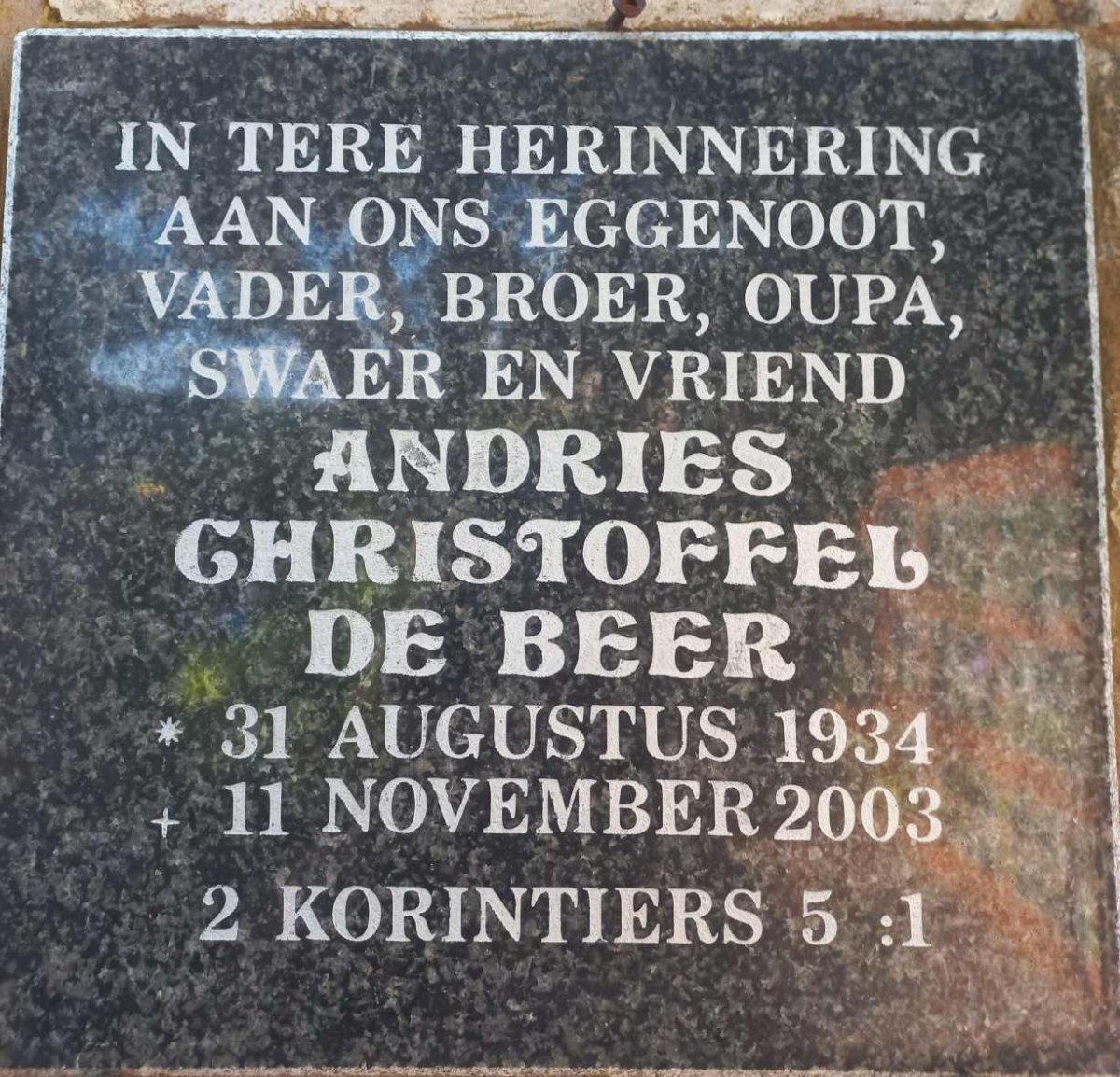 BEER Andries Christoffel, de 1934-2003