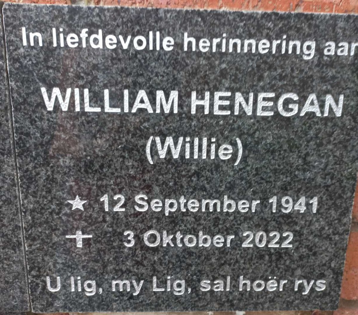 HENEGAN William 1941-2022