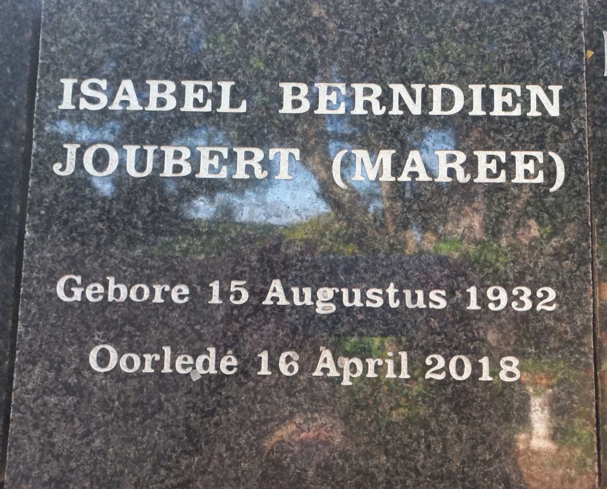 JOUBERT Isabel Berndien nee MAREE 1932-2018