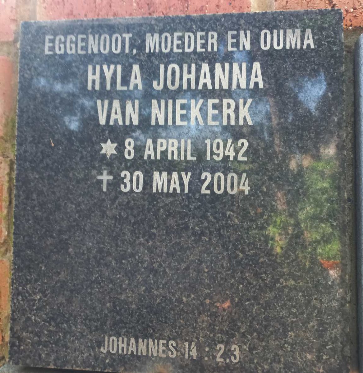 NIEKERK Hyla Johanna, van 1942-2004